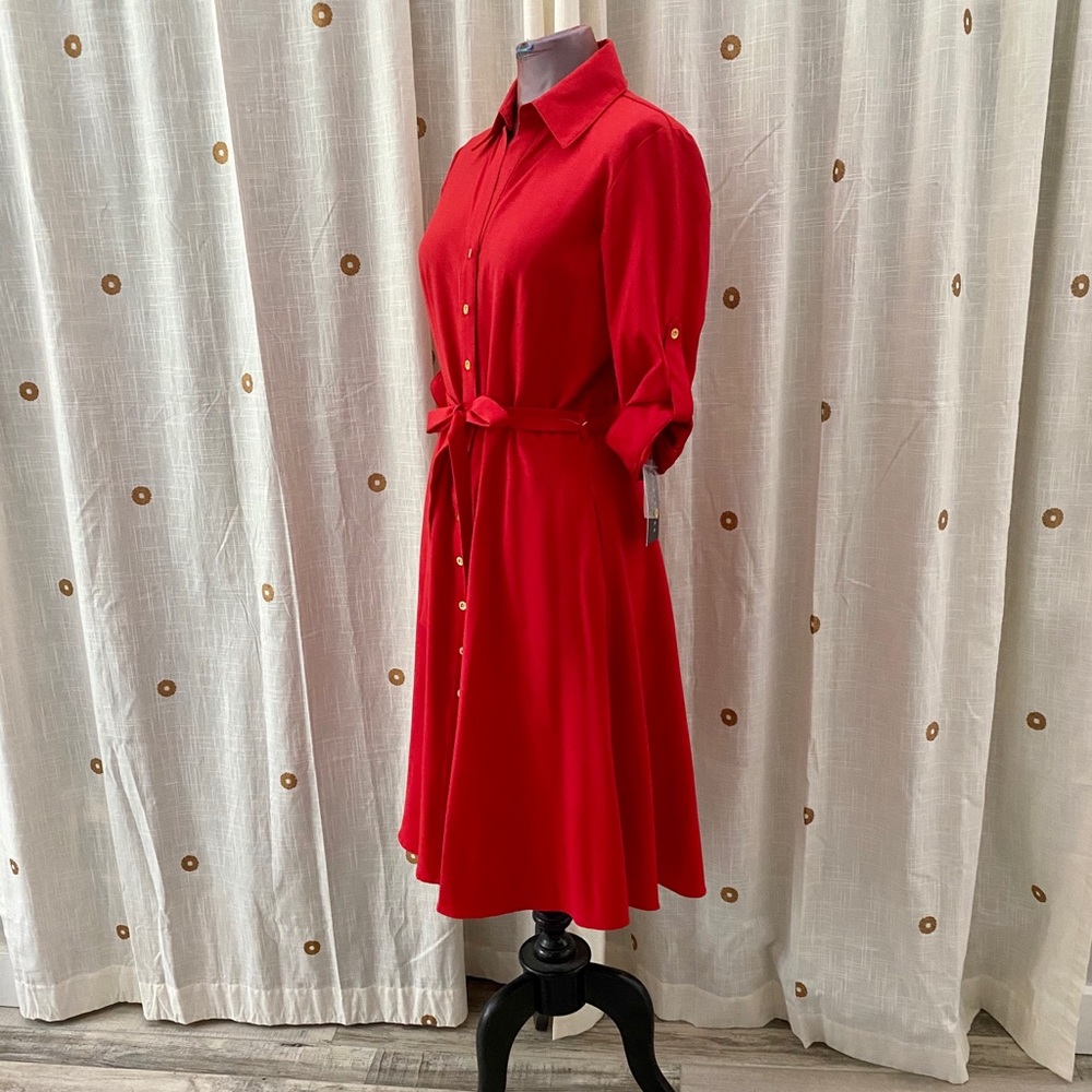 Sharagano red midi dress NWT